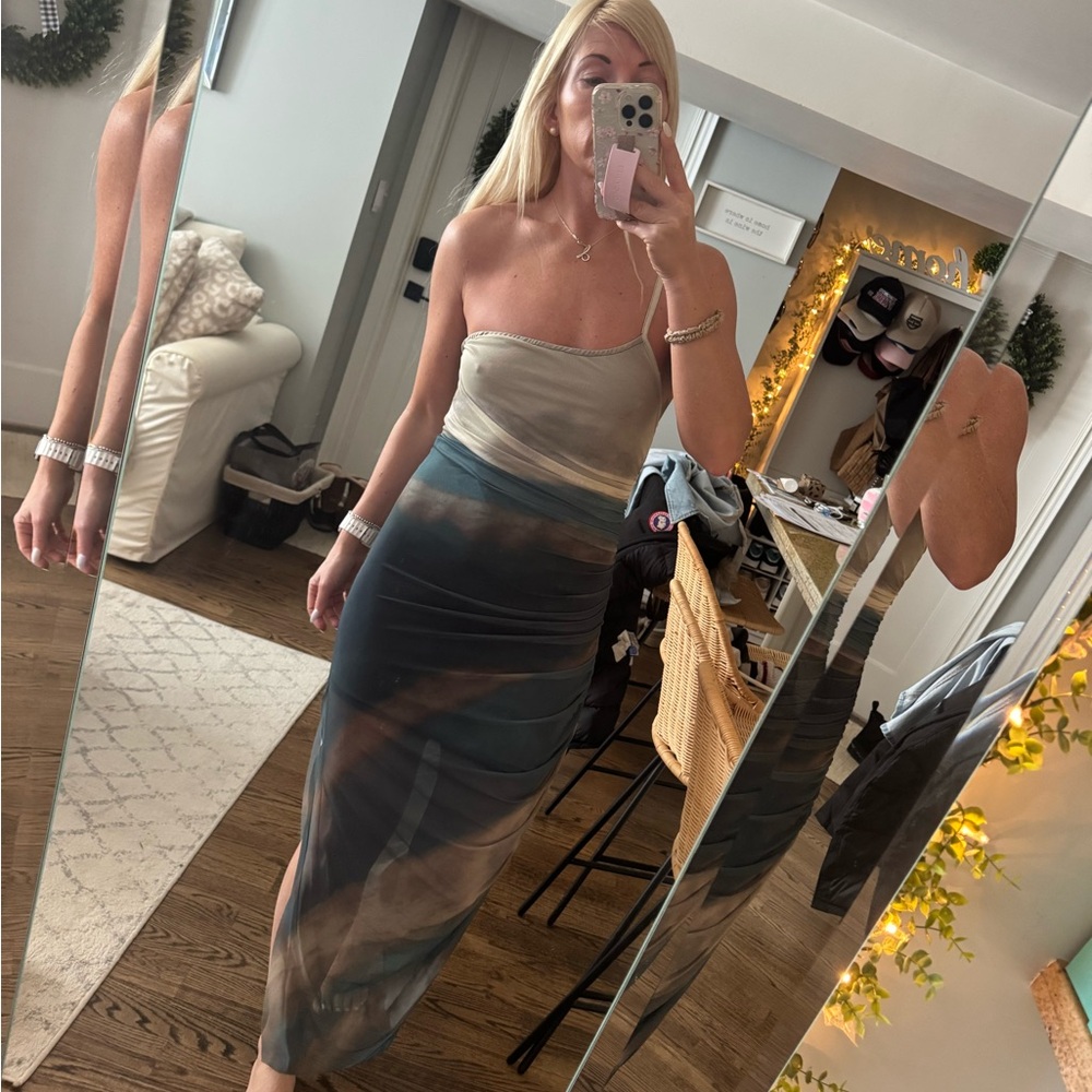 SHEIN Strapless Dress in Gray and Blue